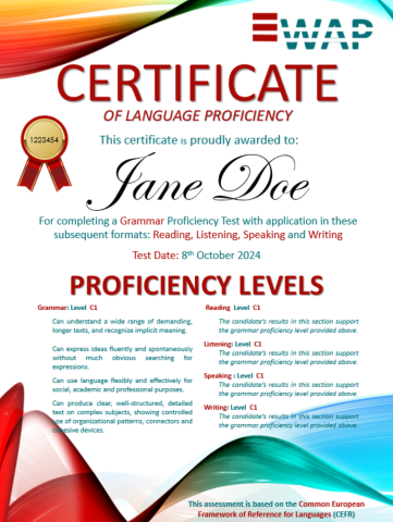 Placement Certificate Example